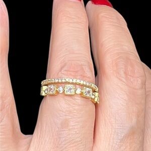 Gold plated thumb ring, adjustable size clear CZ